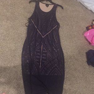 Navy blue dress. Fits a bit slimmer to the body